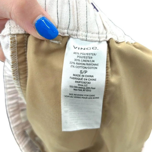 Vince Pencil-stripe Drawstring Linen Blend Shorts in Pink Size Small - Picture 7 of 8